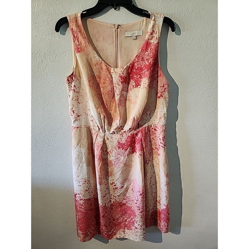 Ann Taylor Sz 8 Woman's White Pink Floral Shift Swing Casual Dress